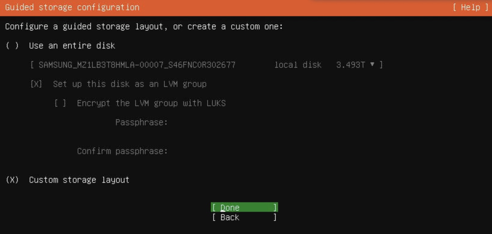 Custom storage configuration