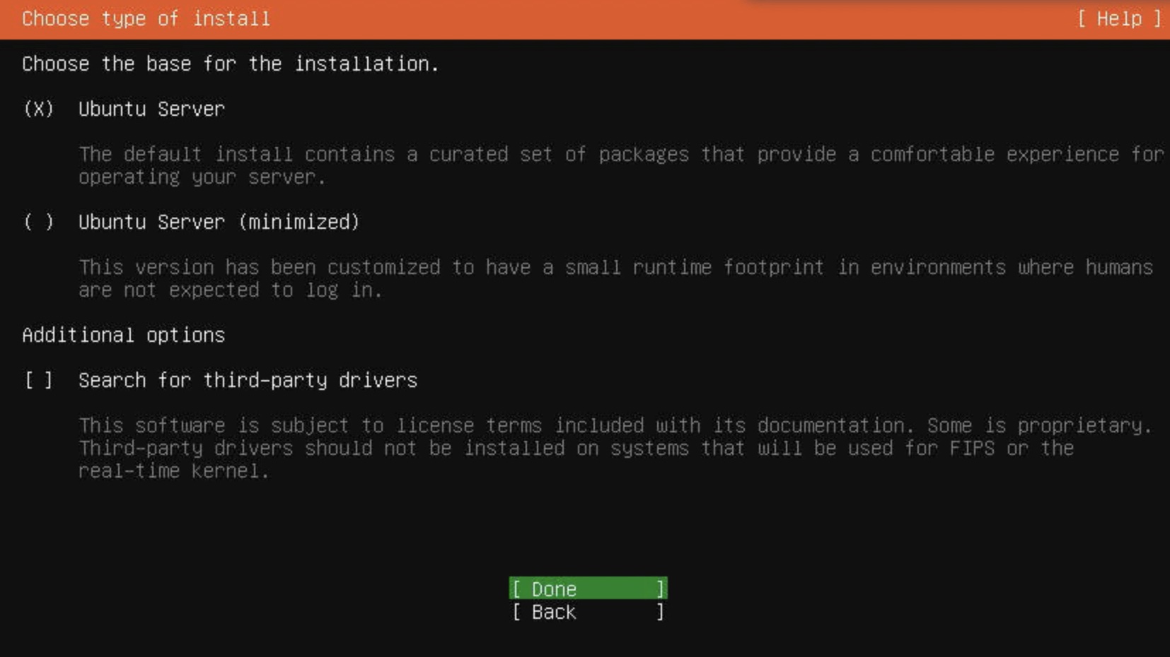 Vyberte typ instalace